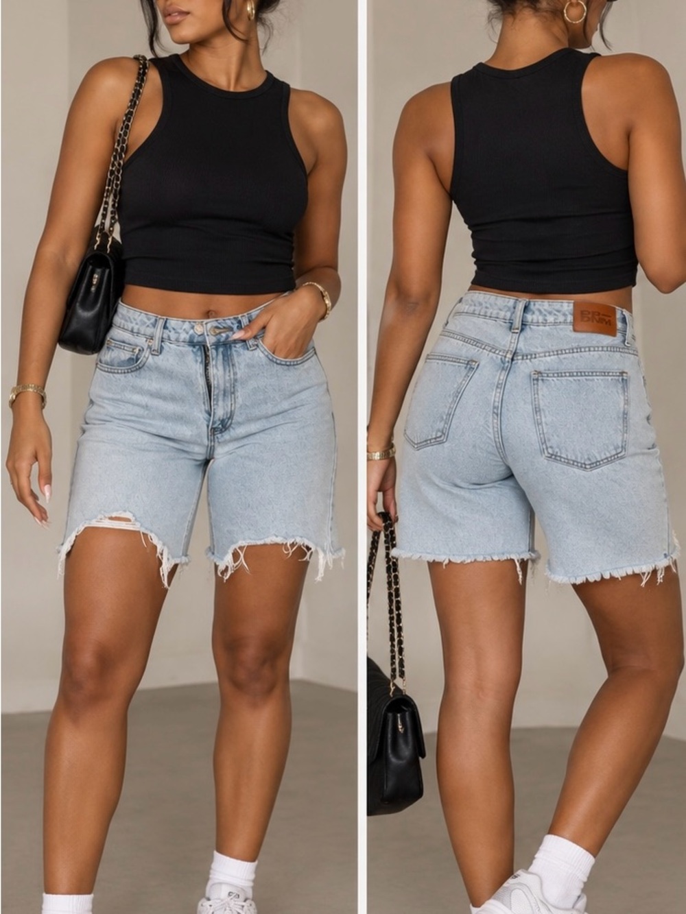 Princess Polly Denim Long Shorts Size 8